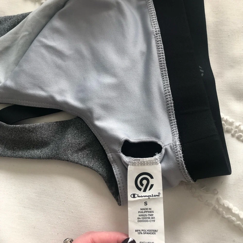 Champion Women’s Black and Gray V-Neck Sports Bra